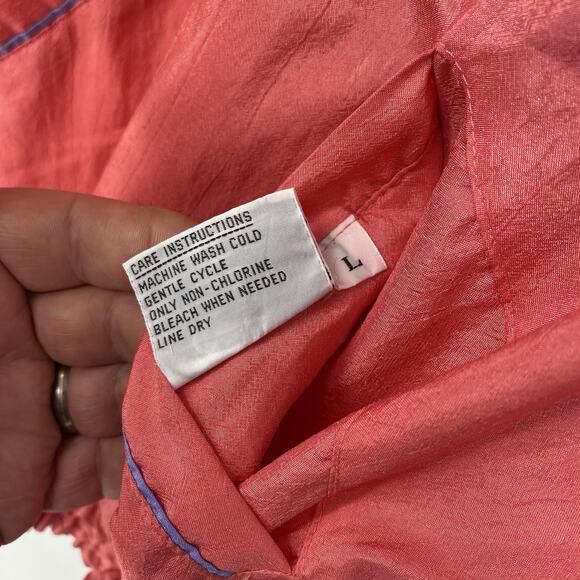 Vintage 80’s Full Zip Reversible Neon Wind Breaker Women’s Size L - Picture 8 of 10